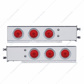 3-3/4" Bolt Pattern Deluxe SS Spring Loaded Bar W/6X 10 LED 4" Lights & Visors -Red LED & Lens (Pair)