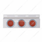 Stainless Top Mud Flap Plate With 3X 12 LED 4" Lights & Visors - Red LED/Red Lens (Each)