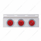 Stainless Top Mud Flap Plate With 3X 10 LED 4" Lights & Visors - Red LED/Red Lens (Each)