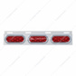 Stainless Top Mud Flap Plate With Three 10 LED Lights & Visor - Red LED/Red Lens (Each)