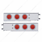 3-3/4" Bolt Pattern SS Spring Loaded Bar With 6X 4" 7 LED Lights & Visors -Red LED & Lens (Pair)