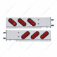 3-3/4" Bolt Pattern SS Spring Loaded Bar With 6 Oval 10 LED Lights -Red LED & Lens (Pair)