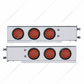 3-3/4" Bolt Pattern Deluxe SS Spring Loaded Bar W/6X 12 LED 4" Light -Red LED & Lens (Pair)