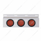 Stainless Top Mud Flap Plate With 3X 12 LED 4" Lights & Grommets - Red LED/Red Lens (Each)
