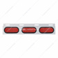 Stainless Top Mud Flap Plate With 3X 19 LED 6" Oval Lights & Grommets - Red LED/Red Lens (Each)