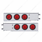2-1/2" Bolt Pattern SS Spring Loaded Bar With 6X 4" 10 LED Lights -Red LED & Lens (Pair)