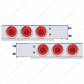 3-3/4" Bolt Pattern SS Spring Loaded Bar With 6X 21 LED 4" GloLight & Visors -Red LED & Lens (Pair)