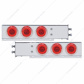 2-1/2" Bolt Pattern Chrome Spring Loaded Rear Bar W/6X 21 Red LED 4" GloLight & Visors-Red Lens (Pair)