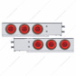 2-1/2" Bolt Pattern Chrome Spring Loaded Rear Bar W/6X 21 Red LED 4" GloLight & Grommet-Red Lens (Pair)