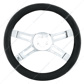 18" Crystal Stitched Leather Steering Wheel Cover - Black Stitching