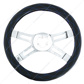 18" Crystal Stitched Leather Steering Wheel Cover - Blue Stitching