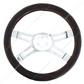 18" Crystal Stitched Leather Steering Wheel Cover - Red Stitching