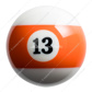Number 13 Pool Ball Gearshift Knob - Gloss Orange Striped