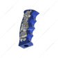 Thread-On Skulls Pistol Grip Gearshift Knob - Indigo Blue With Chrome Skulls
