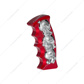 Thread-On Skulls Pistol Grip Gearshift Knob - Candy Red With Chrome Skulls