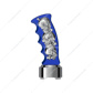 Thread-On Skulls Pistol Grip Gearshift Knob With Chrome 9/10 Speed Adapter - Indigo Blue With Chrome Skulls