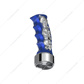 Thread-On Skulls Pistol Grip Gearshift Knob With Chrome 9/10 Speed Adapter - Indigo Blue With Chrome Skulls