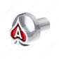 Ace Of Spades Air Valve Knob - Liquid Silver With Gloss Red Inlay