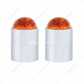 Stainless Bumper Guide Kit With Dome Lens Top - Amber Lens (Pair)