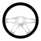 18" Chrome Aluminum "4-Spoke" Style Steering Wheel With Black Leather Rim