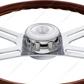 18" 4-Spoke Style Wood Steering Wheel With Hub & Horn Button Kit For Peterbilt (2006+) & Kenworth (2003+)