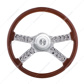 18" Skull Steering Wheel With Hub & Horn Button Kit For Peterbilt (2003+)  & Kenworth (2003+)