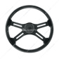 18" Matte Black 4 Spoke Steering Wheel With Horn Bezel & Button-Gloss Black