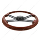 18" Matte Black 4 Spoke Steering Wheel With Horn Bezel & Button-Wood Grain