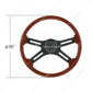 18" Matte Black 4 Spoke Steering Wheel With Horn Bezel & Button-Wood Grain