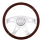 18" Boss Steering Wheel With Chrome Horn Bezel And Horn Button - Woodgrain